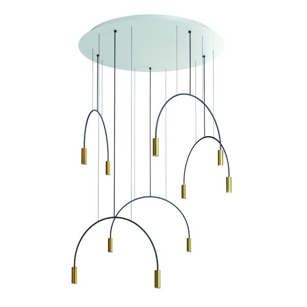 Suspension LED en aluminium - Pavillon rond - 5 arceaux - 10 lumières - Volta par Estiluz