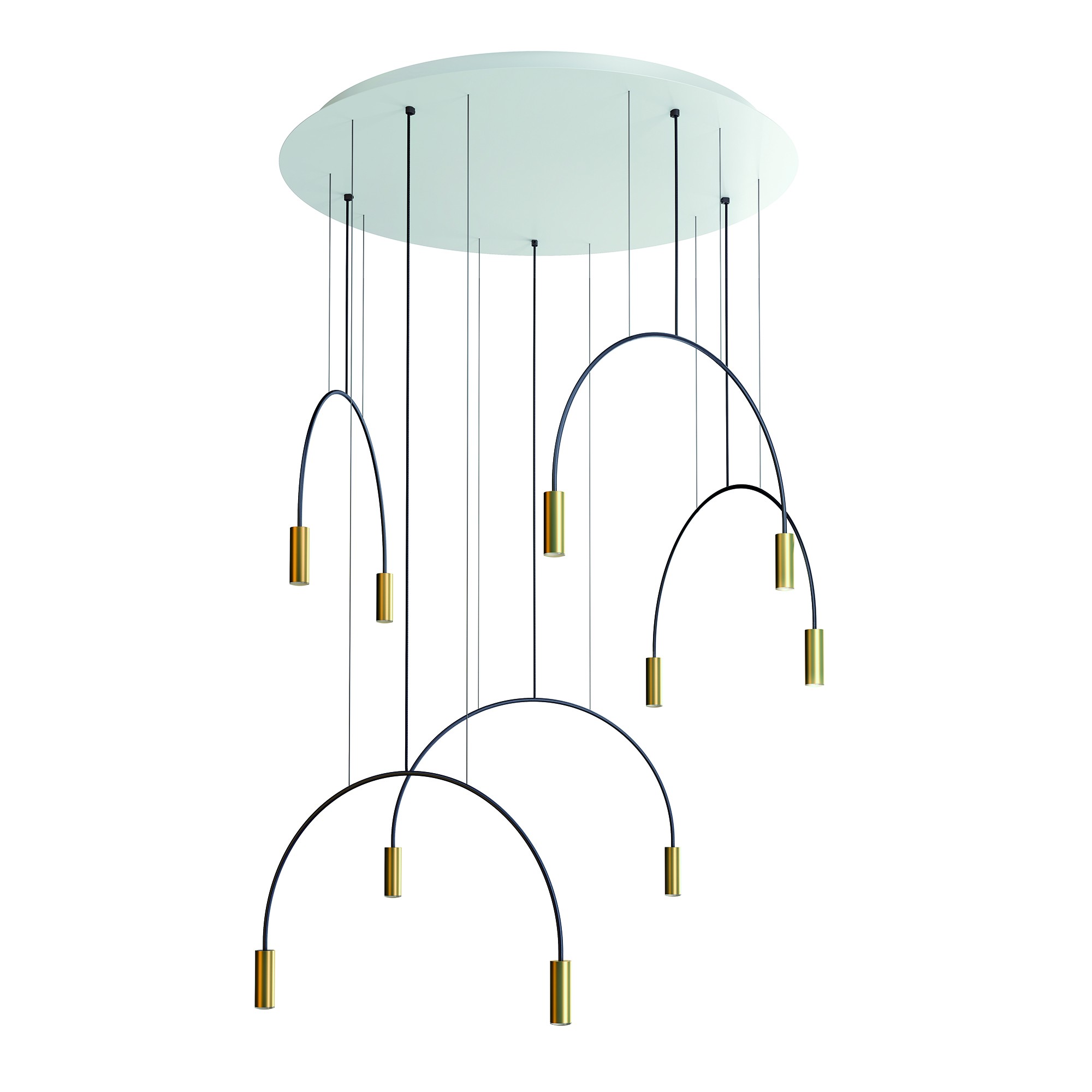 Suspension LED en aluminium - Pavillon rond - 5 arceaux - 10 lumières - Volta par Estiluz