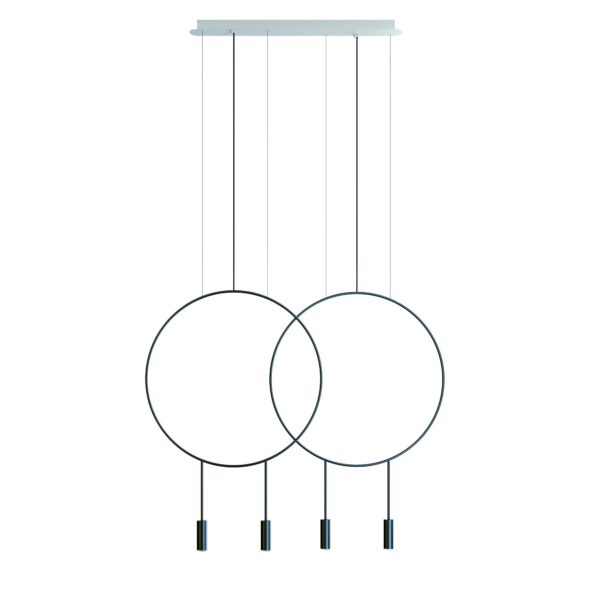 Suspension LED linéaire - double arceau en aluminium - 2x Ø 60cm - Revolta par Estiluz