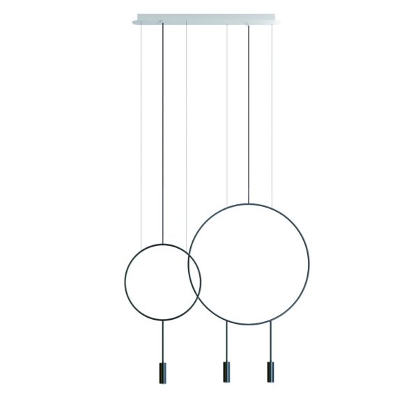 Suspension LED linéaire - double arceau en aluminium - 1x Ø 38cm + 1x Ø 60cm - Revolta par Estiluz