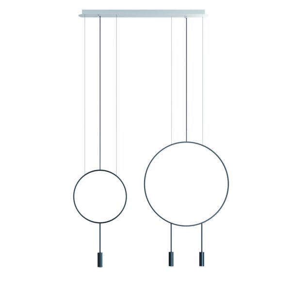 Suspension LED linéaire - double arceau en aluminium - 1x Ø 38cm + 1x Ø 60cm - Revolta par Estiluz