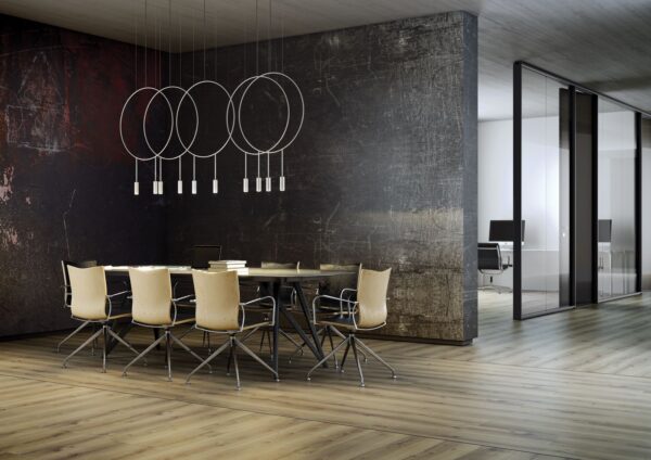 Suspension LED linéaire - 5 arceaux Ø 60cm en aluminium - Revolta par Estiluz