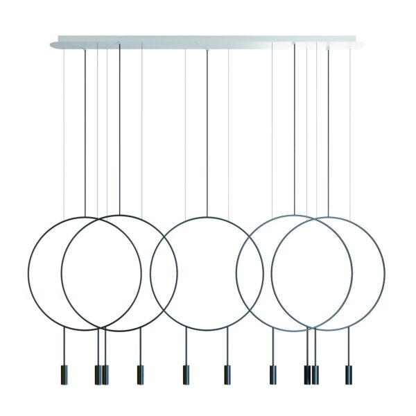 Suspension LED linéaire - 5 arceaux Ø 60cm en aluminium - Revolta par Estiluz