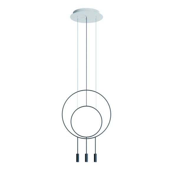 Suspension LED ronde - double arceau en aluminium - 1x Ø 38cm + 1x Ø 60cm - Revolta par Estiluz