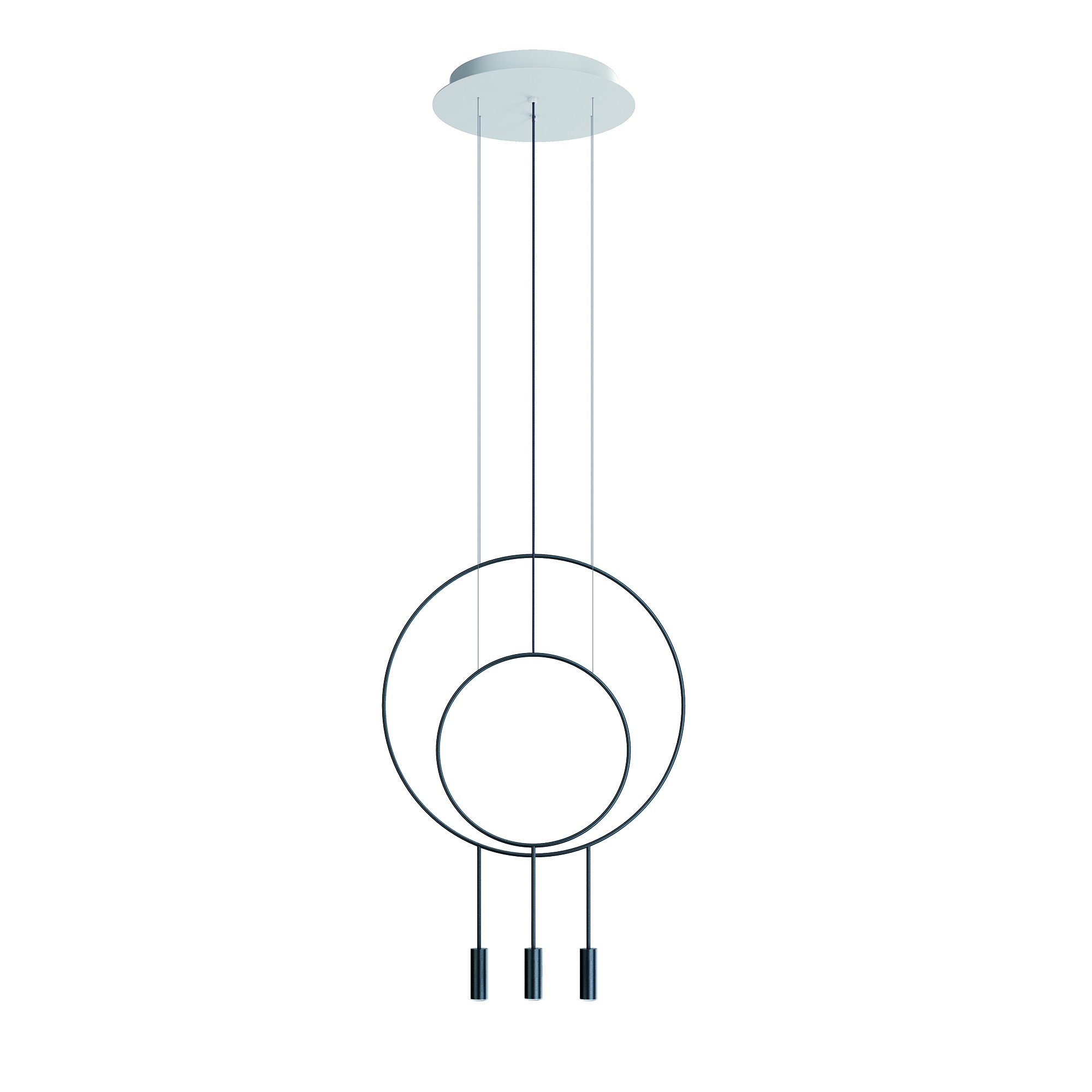 Suspension LED ronde - double arceau en aluminium - 1x Ø 38cm + 1x Ø 60cm - Revolta par Estiluz