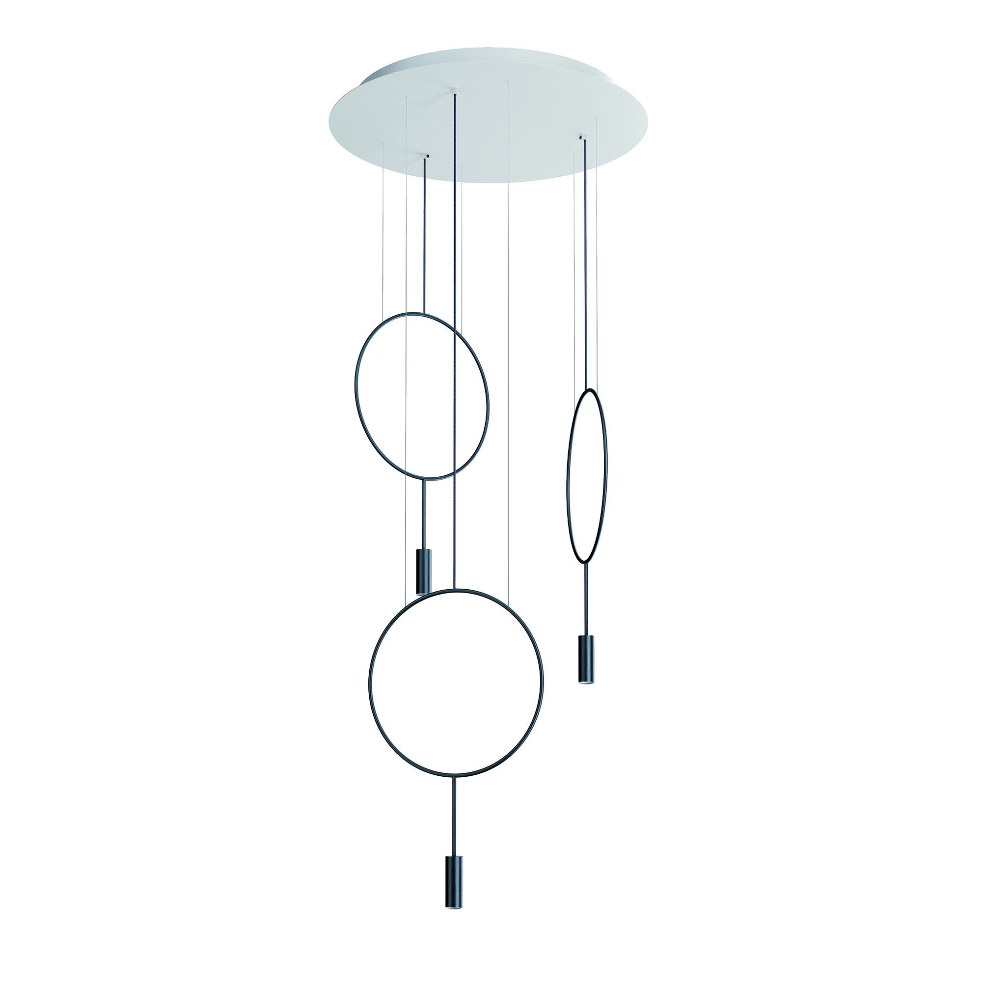 Suspension LED ronde - 3 arceaux Ø 38cm en aluminium - Revolta par Estiluz