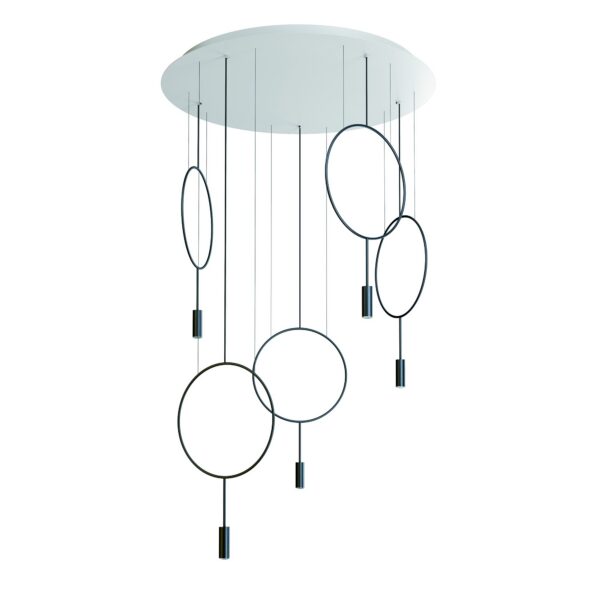 Suspension LED ronde - 5 arceaux Ø 38cm en aluminium - Revolta par Estiluz