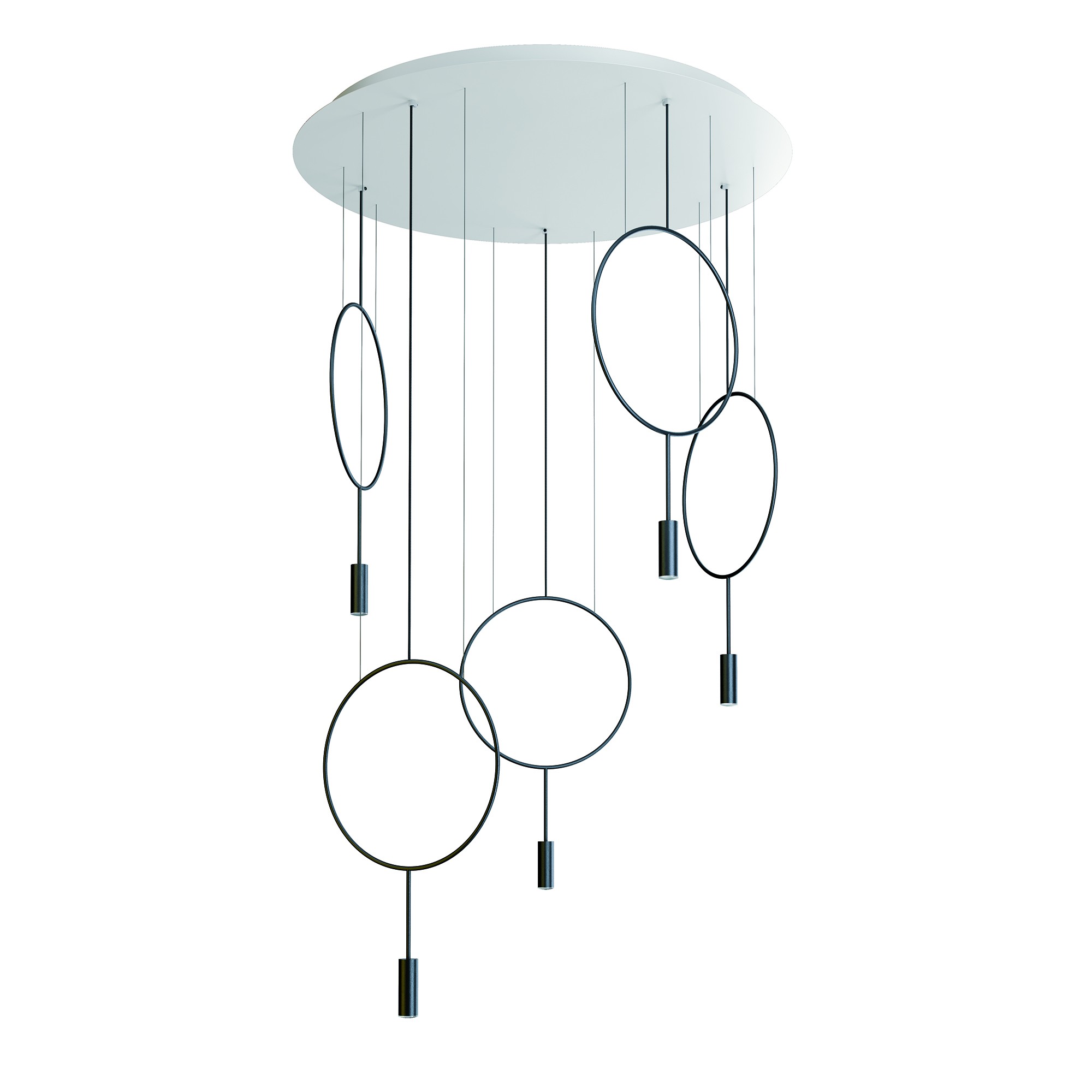Suspension LED ronde - 5 arceaux Ø 38cm en aluminium - Revolta par Estiluz