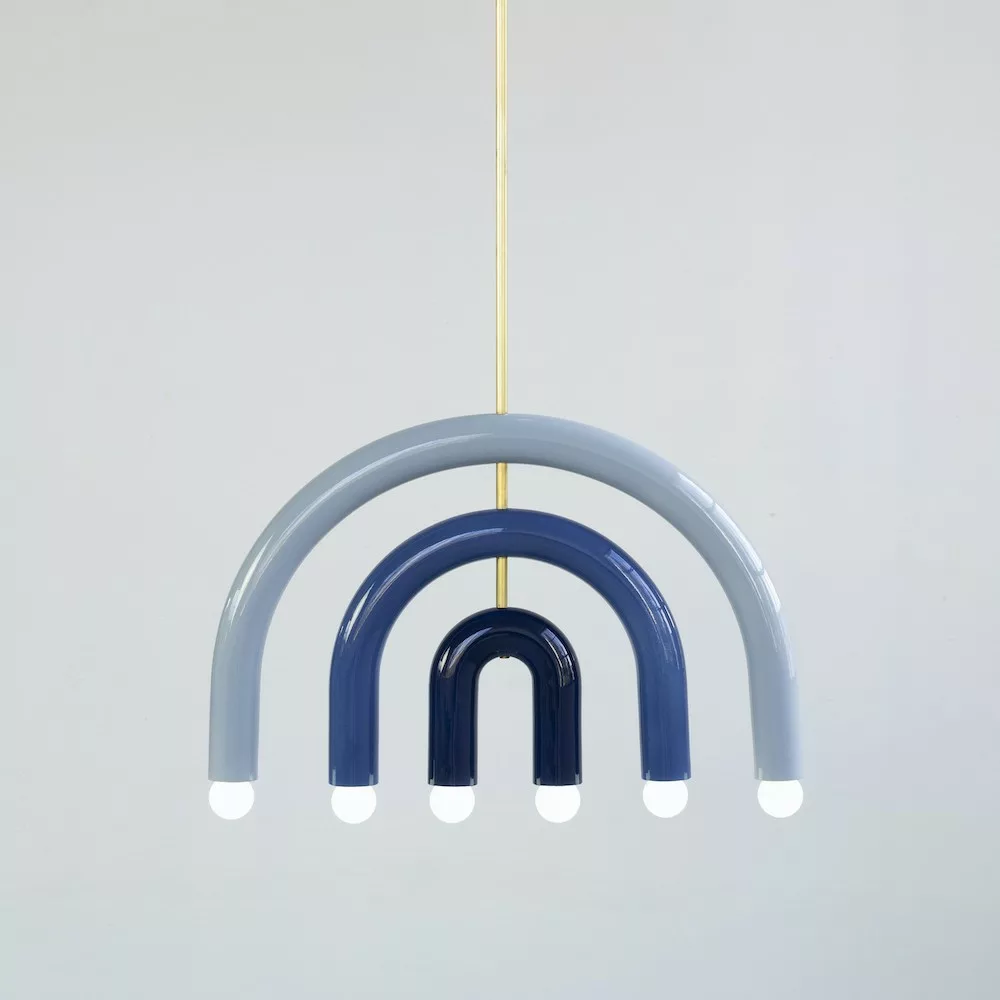 Suspension TRN light F1 en céramique et laiton par Magda Jurek