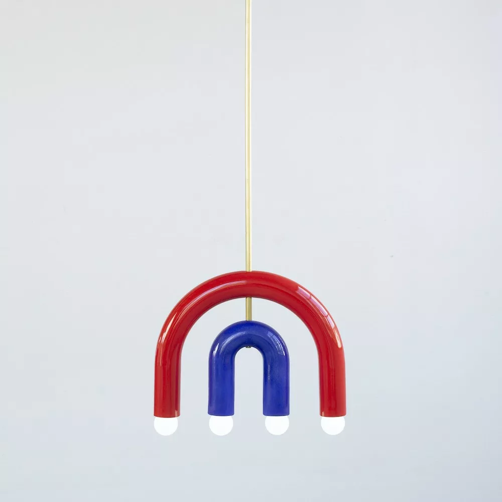 Suspension TRN light C1 en céramique et laiton par Magda Jurek