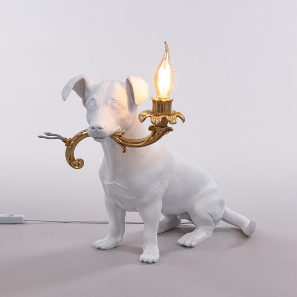 Lampe à poser Rio Lamp en forme de chien en résine blanche par Marcantonio x Seletti