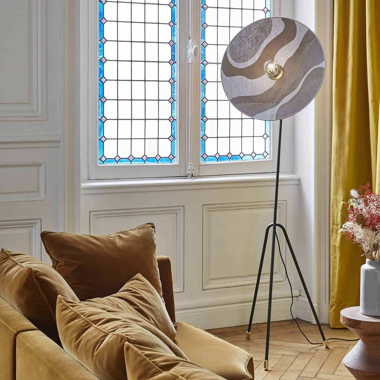 Lampadaire Nostalgia Malachite Sable Tissu en tissu pivoine par Sonia Laudet x Market Set Lampadaire Nostalgia Malachite Sable Tissu en tissu pivoine par Sonia Laudet x Market Set