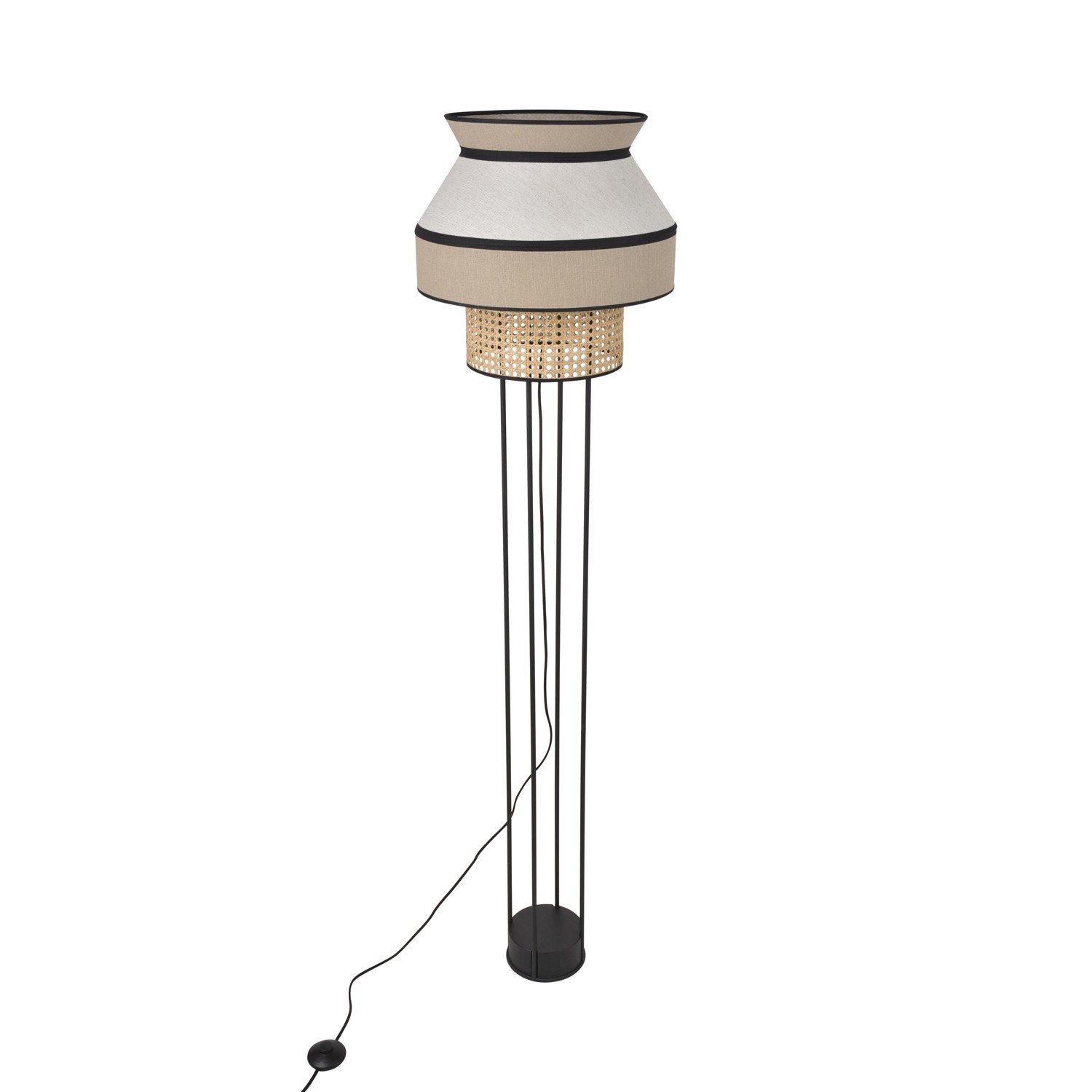 Lampadaire Singapour Nude / blanc en cannage & lin naturel par Market Set