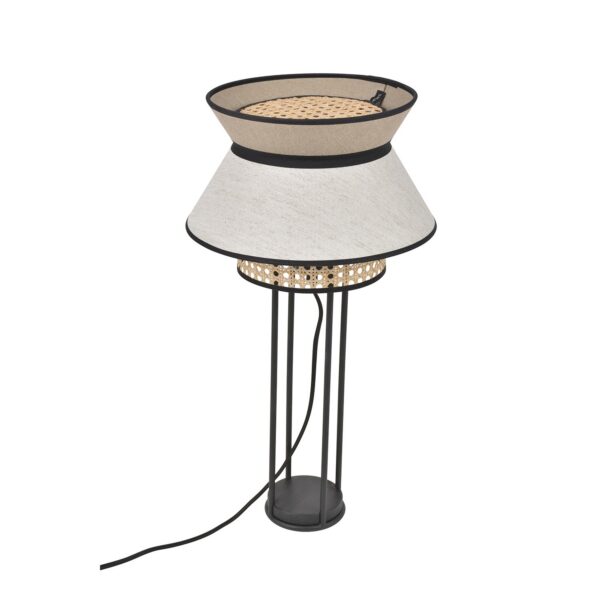 Lampe à poser Singapour Nude / blanc en cannage & lin naturel par Market Set