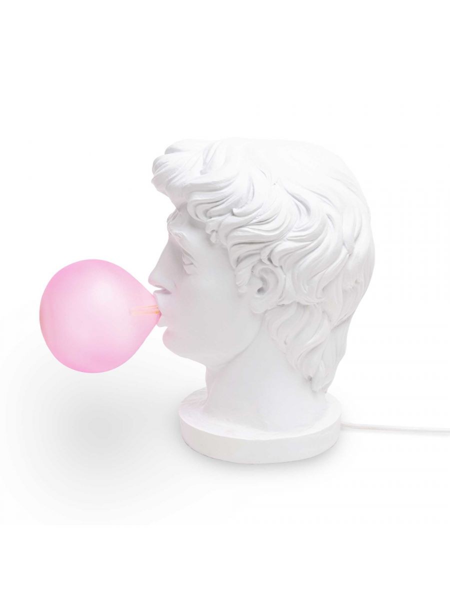 Lampe Wonder Tête de Guerrier par Uto Balmoral Seletti Lampe à poser Wonder en forme de tête de guerrier en résine blanche par UTO BALMORAL x Seletti