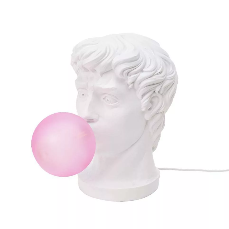 Lampe à poser Wonder en forme de tête de guerrier en résine blanche par UTO BALMORAL x Seletti