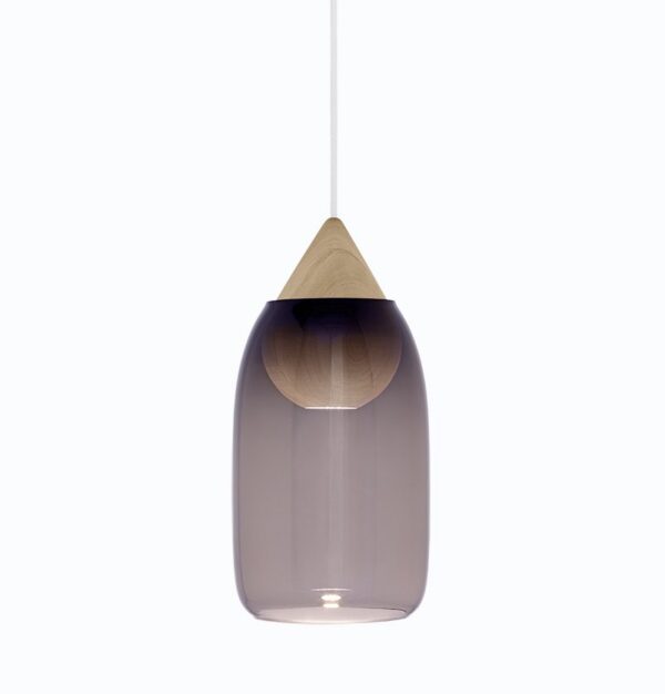 Suspension LED en bois Liuku Ball avec abat-jour en verre au design scandinave