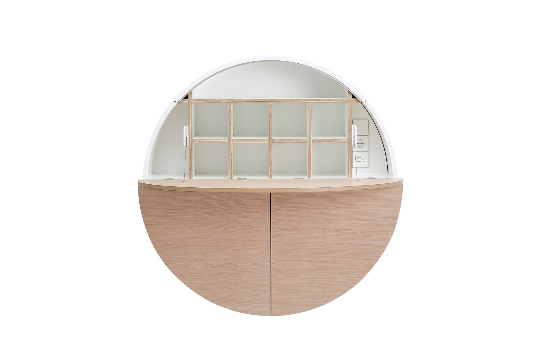 Bureau mural Pill cerisier clair en bois au design scandinave par Inesa Malafej x Emko Bureau mural Pill cerisier clair en bois au design scandinave par Inesa Malafej x Emko