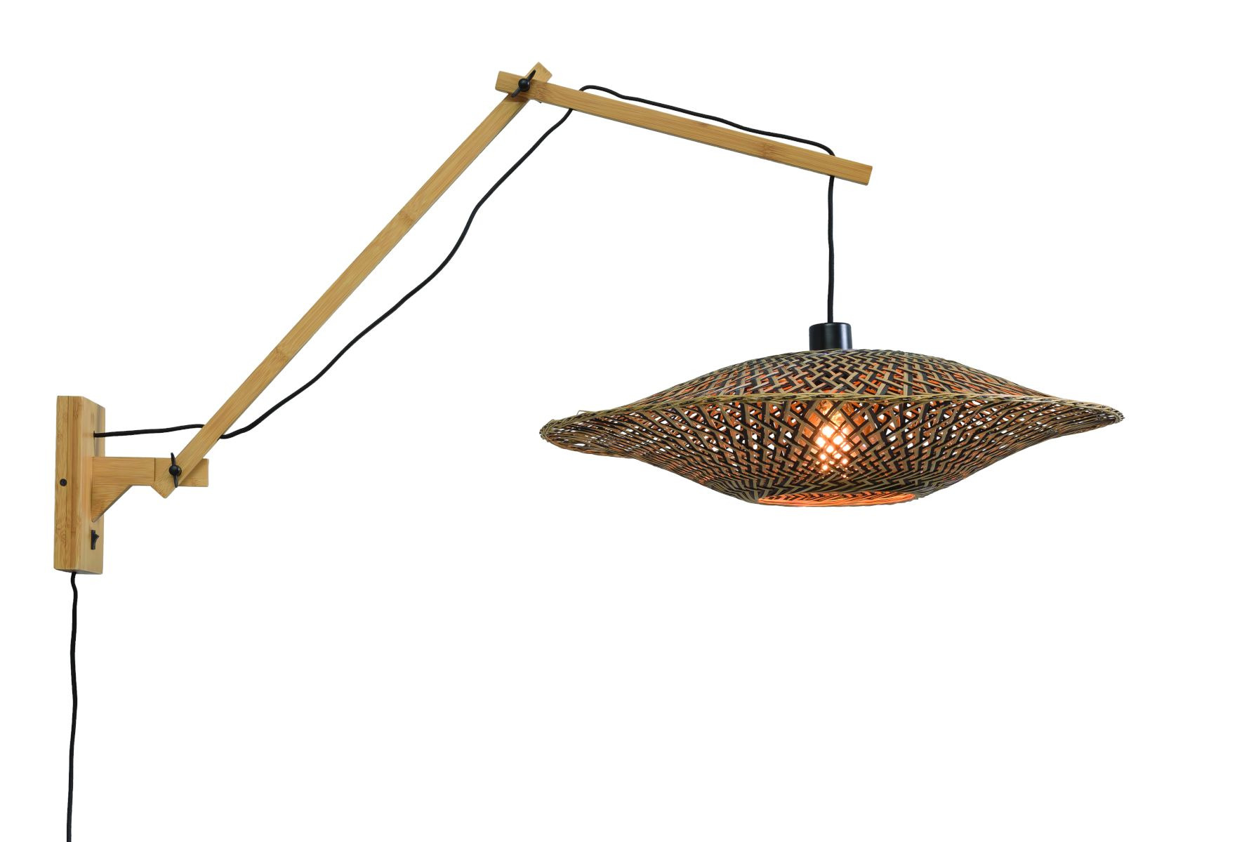 Applique déportée double Bali avec abat-jour Ø 60 cm en Bambou naturel au design naturel par Good & Mojo
