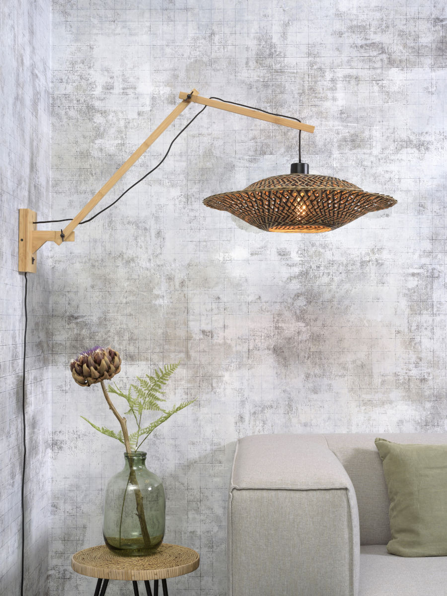 Applique déportée double Bali avec abat-jour Ø 44 cm en Bambou naturel au design naturel par Good & Mojo
