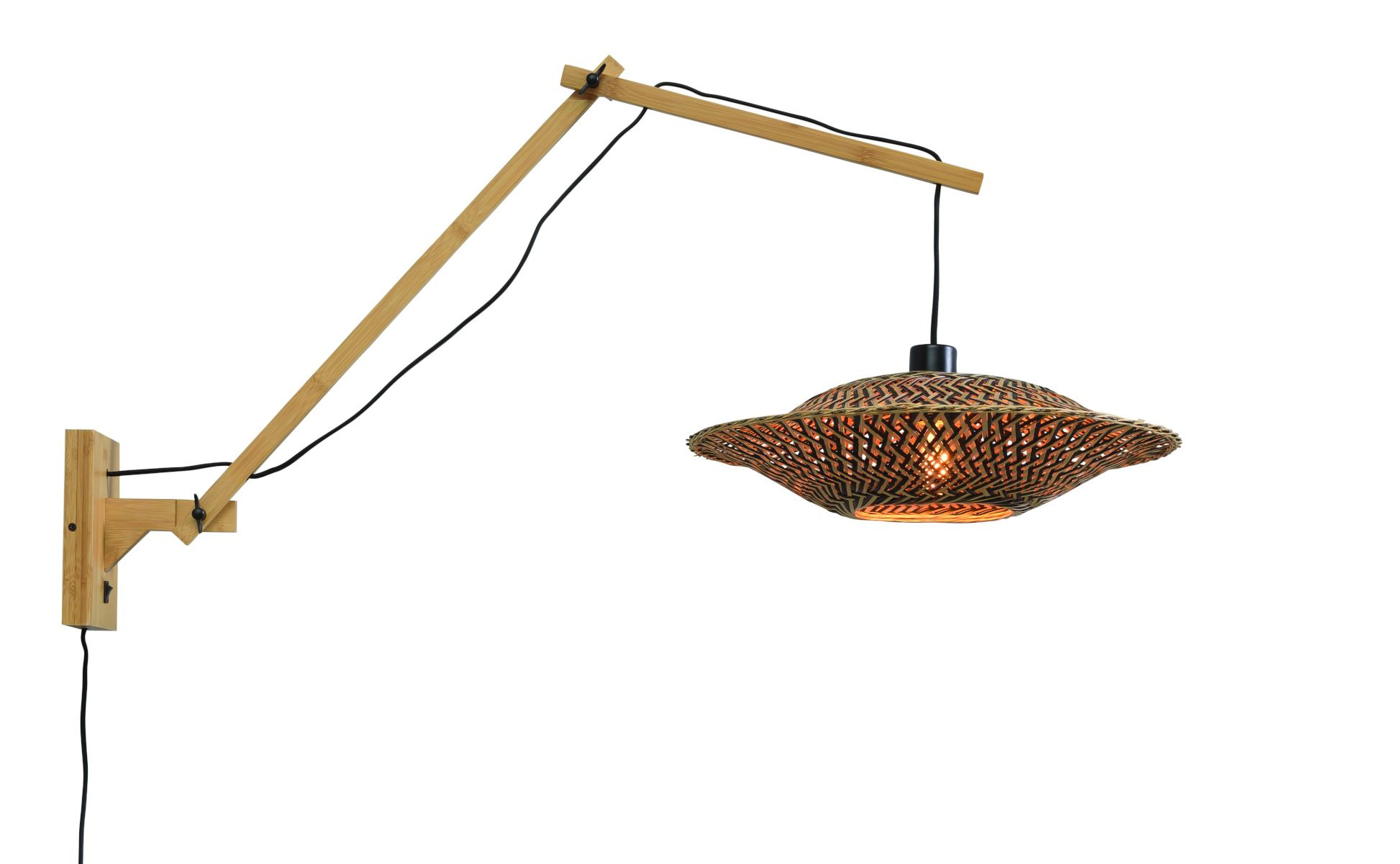 Applique déportée double Bali avec abat-jour Ø 44 cm en Bambou naturel au design naturel par Good & Mojo