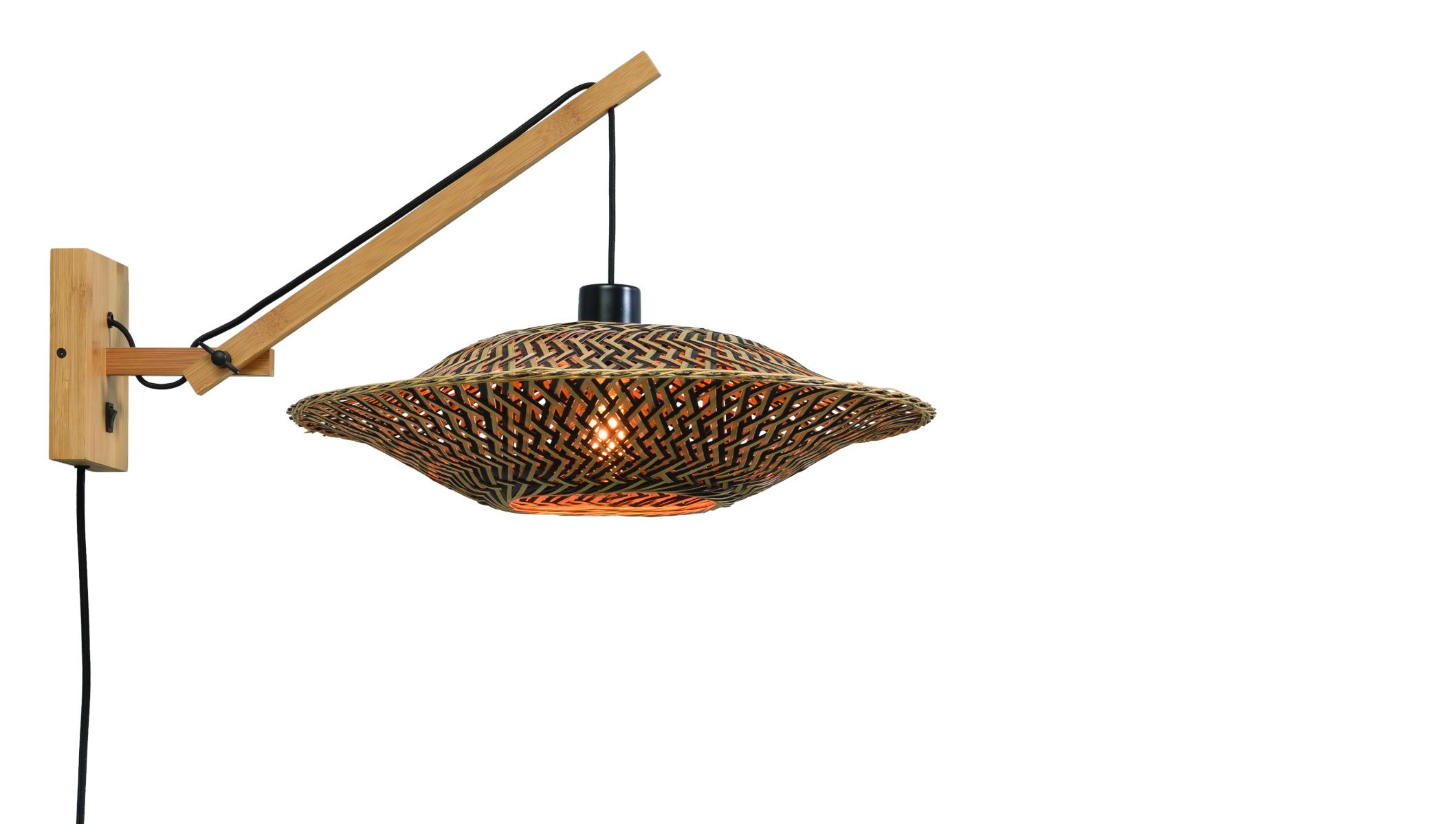 Applique déportée Bali avec abat-jour Ø 44 cm en Bambou naturel au design naturel par Good & Mojo