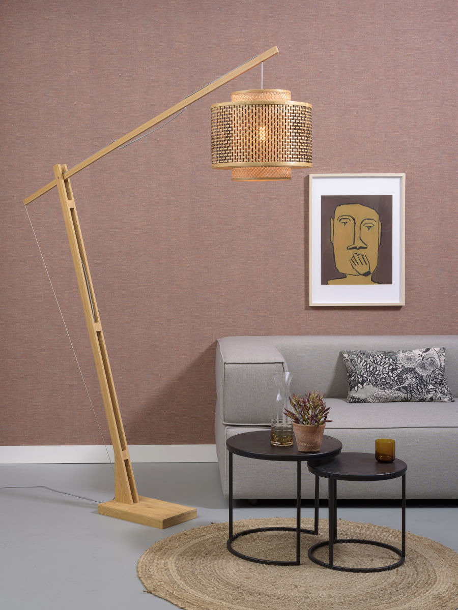 Lampadaire Bhutan XL avec abat-jour en Bambou naturel au design naturel par Good & Mojo