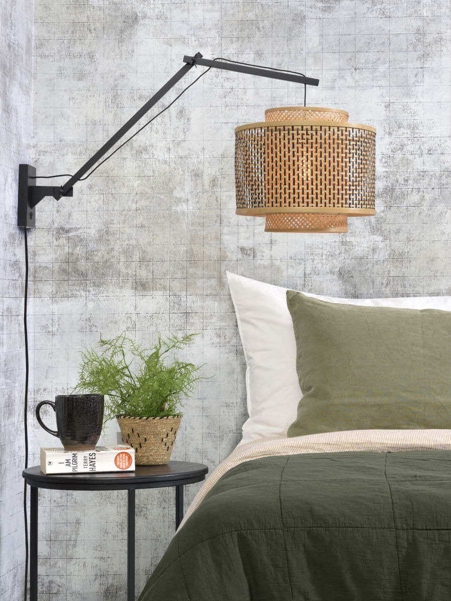 Applique déportée double Bhutan avec abat-jour en Bambou naturel au design naturel par Good & Mojo Applique déportée double Bhutan avec abat-jour en Bambou naturel au design naturel par Good & Mojo