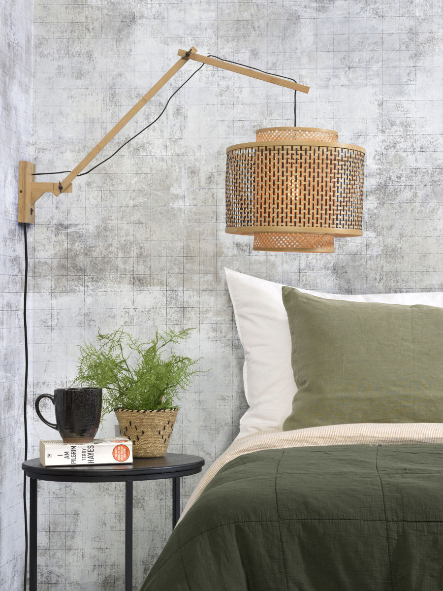 Applique déportée double Bhutan avec abat-jour en Bambou naturel au design naturel par Good & Mojo Applique déportée double Bhutan avec abat-jour en Bambou naturel au design naturel par Good & Mojo