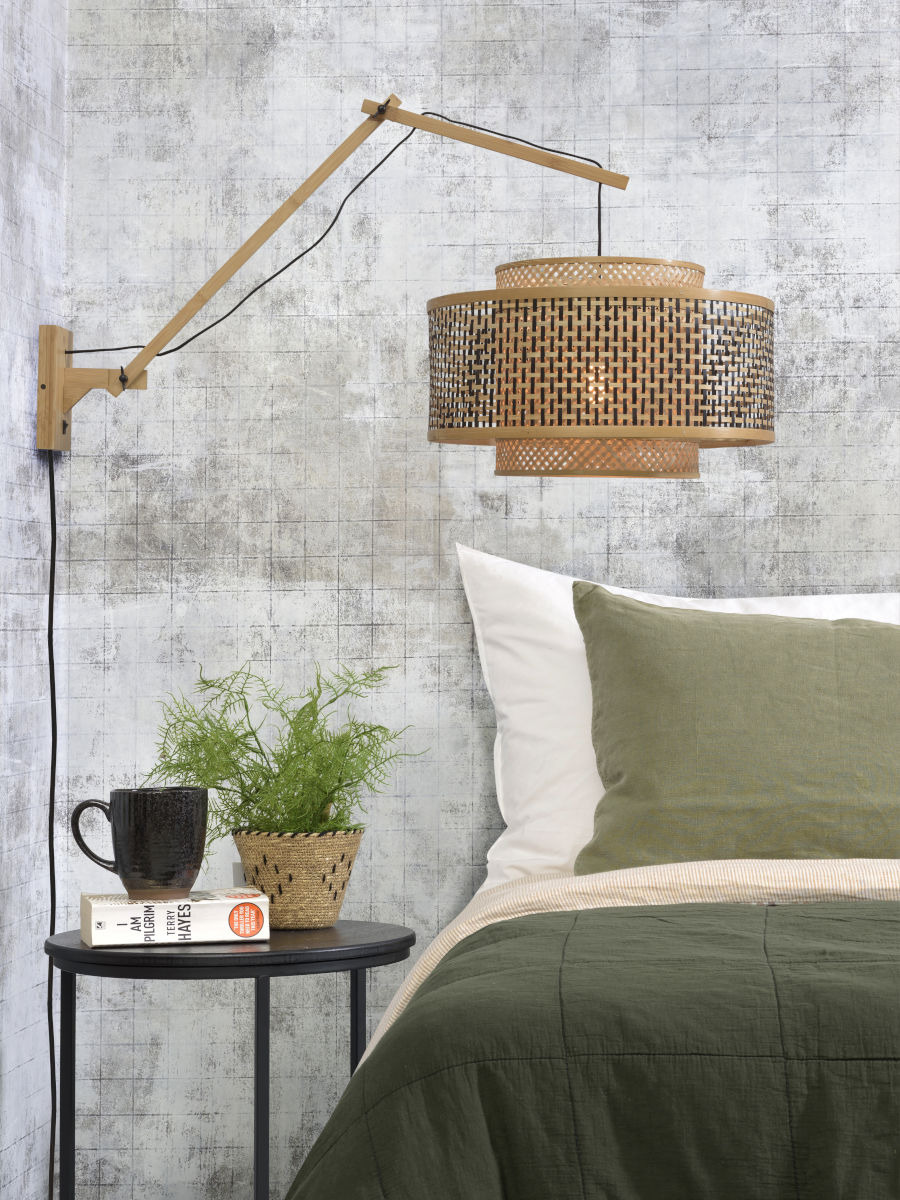 Applique déportée double Bhutan avec abat-jour en Bambou naturel au design naturel par Good & Mojo Applique déportée double Bhutan avec abat-jour en Bambou naturel au design naturel par Good & Mojo