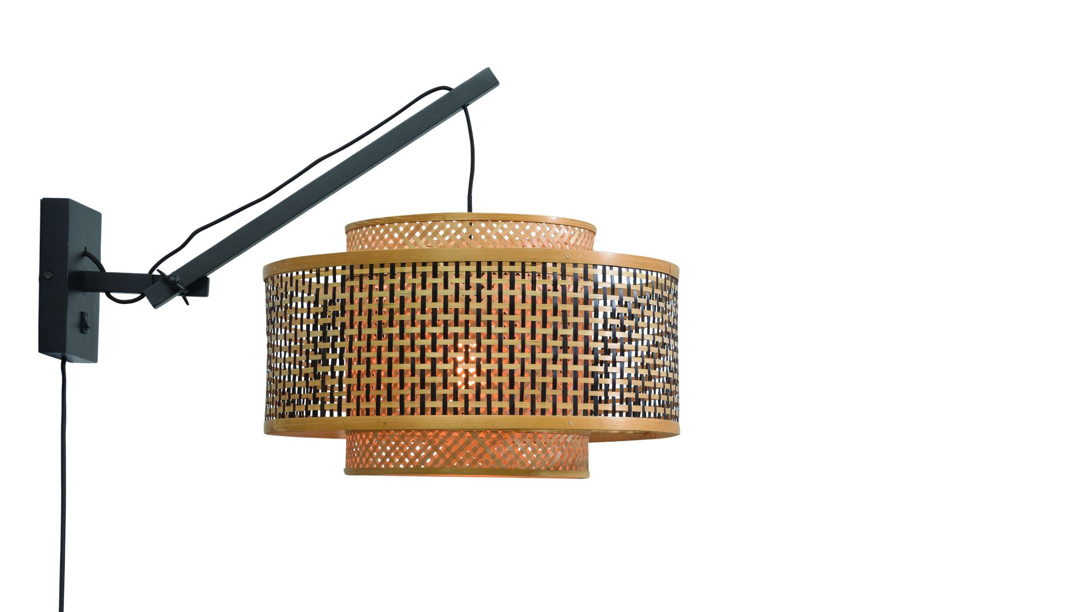 Applique déportée Bhutan avec abat-jour en Bambou naturel au design naturel par Good & Mojo Applique déportée Bhutan avec abat-jour en Bambou naturel au design naturel par Good & Mojo