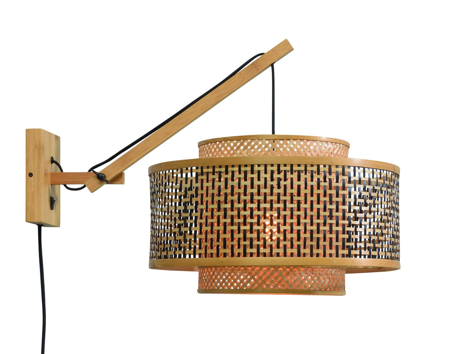 Applique déportée Bhutan avec abat-jour en Bambou naturel au design naturel par Good & Mojo Applique déportée Bhutan avec abat-jour en Bambou naturel au design naturel par Good & Mojo