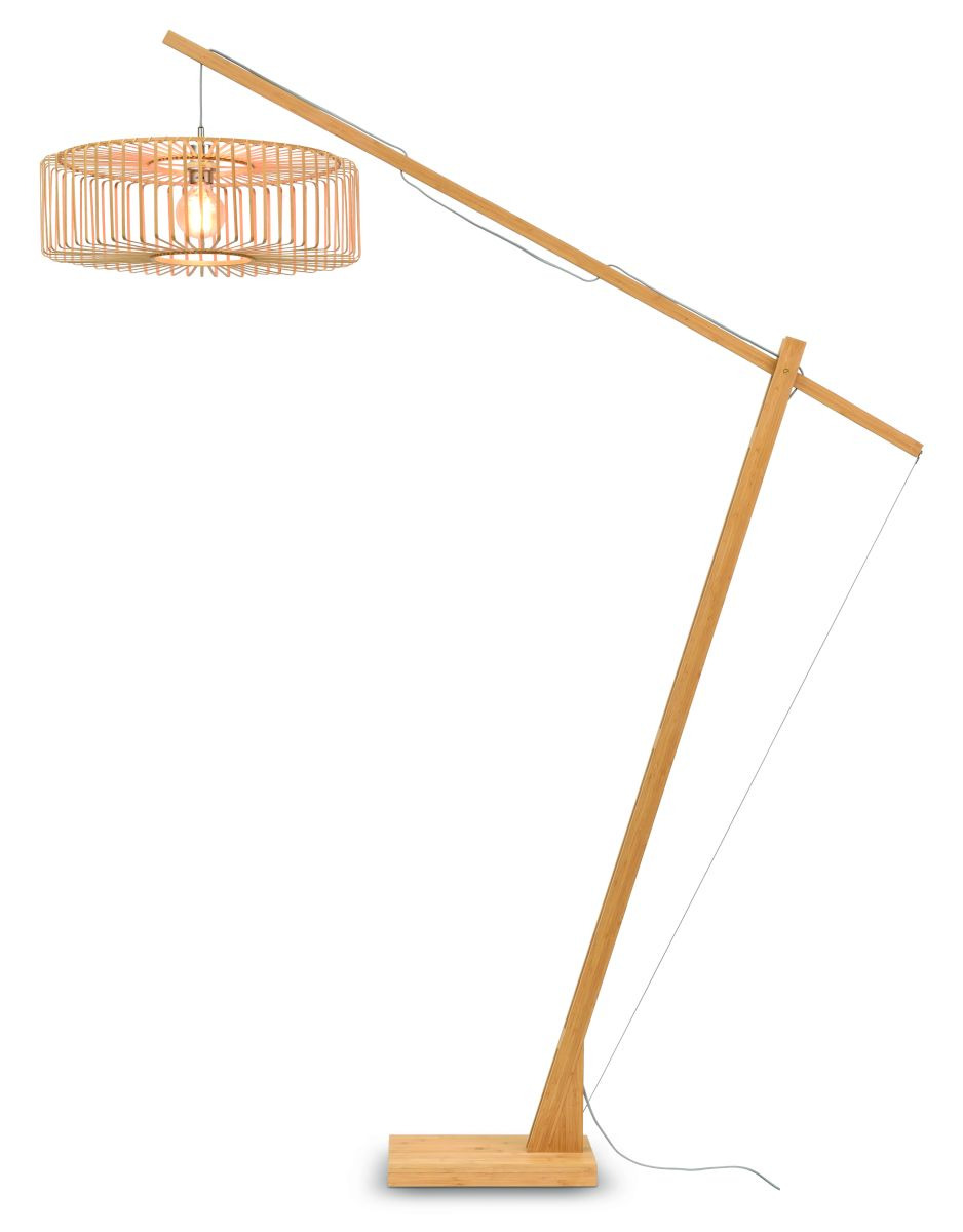 Lampadaire Bromo XL avec abat-jour en Bambou naturel au design naturel par Good & Mojo
