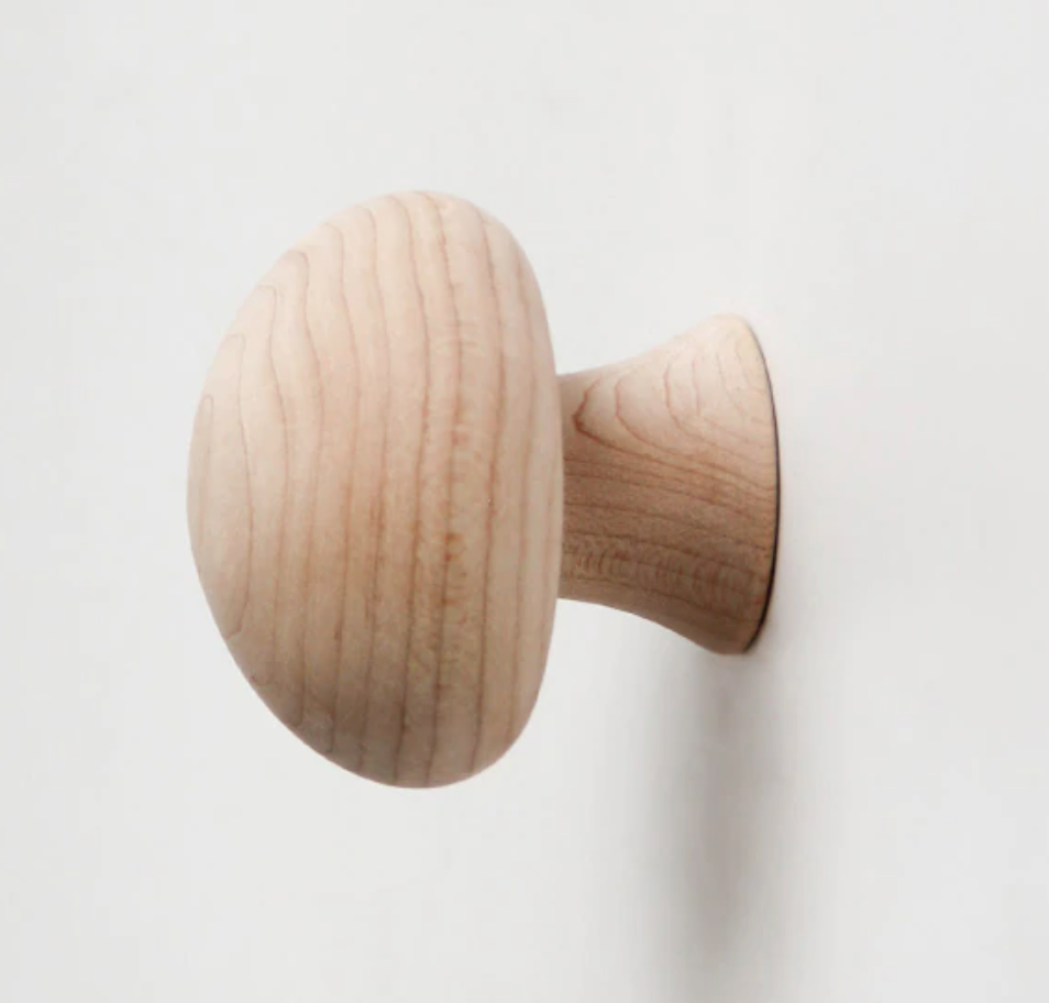 Patère murale en forme de champignon au design naturel en bois