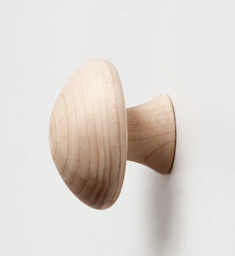 Patère murale en forme de champignon au design naturel en bois