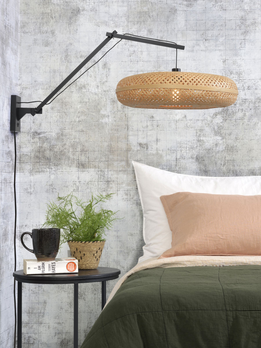 Applique déportée double Palawan avec abat-jour en bambou naturel au design naturel par Good & Mojo Applique déportée double Palawan avec abat-jour en bambou naturel au design naturel par Good & Mojo