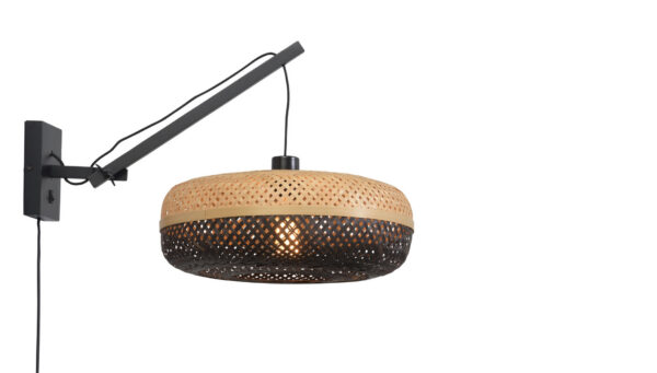 Applique déportée Palawan avec abat-jour en bambou naturel au design naturel par Good & Mojo