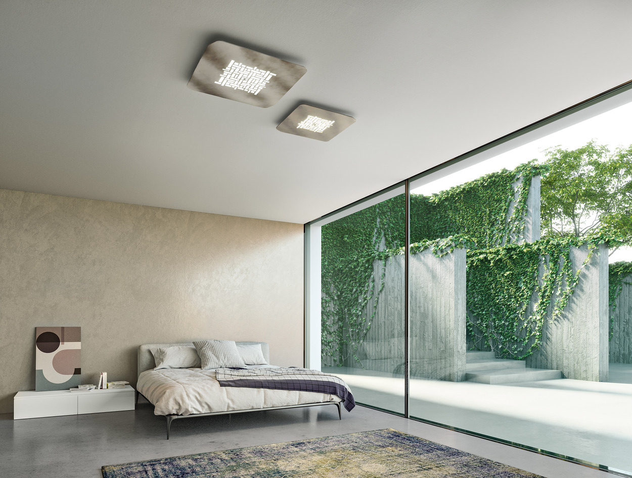 Plafonnier/Applique Pixel carré en aluminium design digital par Gea Luce