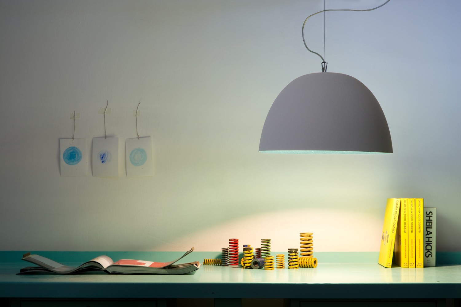 Suspension contemporaine H2o cemento Ø46cm avec effet béton