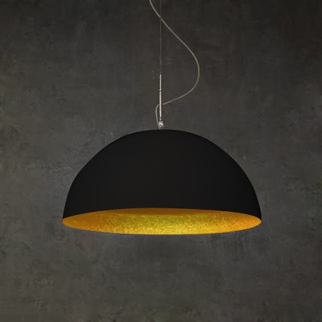 Suspension contemporaine Mezza luna lavagna Ø70cm avec effet tableau noir personnalisable