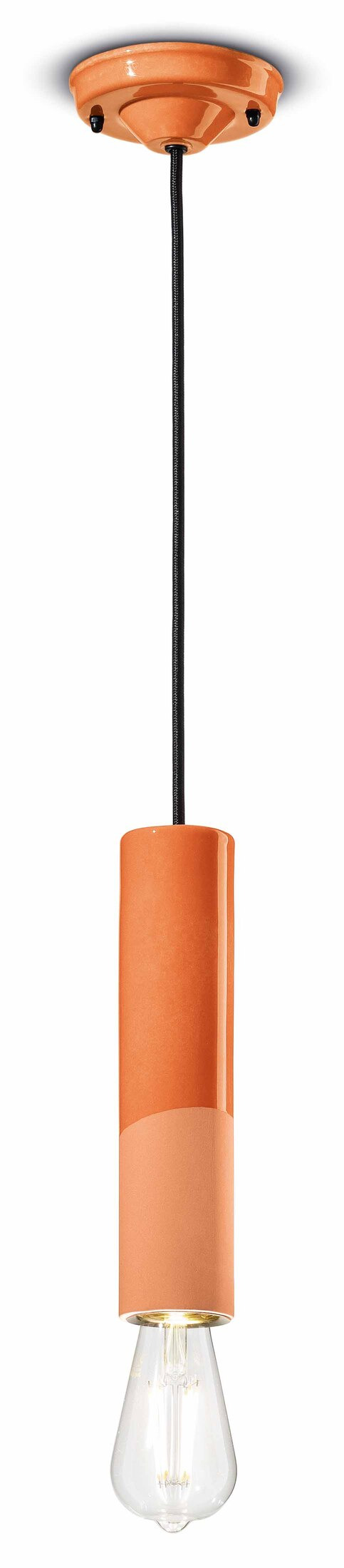 Suspension PI cylindre fin hauteur 25cm en céramique au design contemporain 6 coloris par Ferroluce