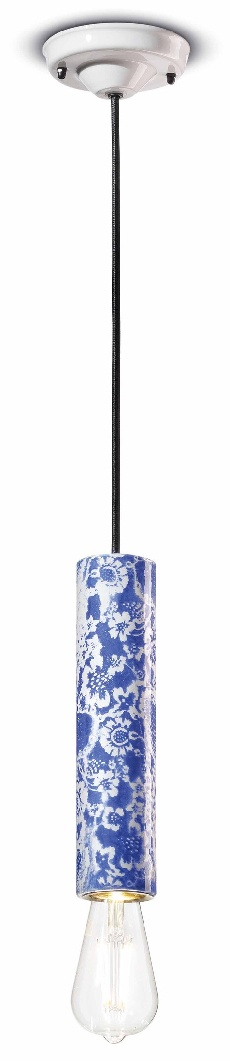 Suspension PI cylindre fin hauteur 25cm en céramique au design contemporain 6 coloris par Ferroluce
