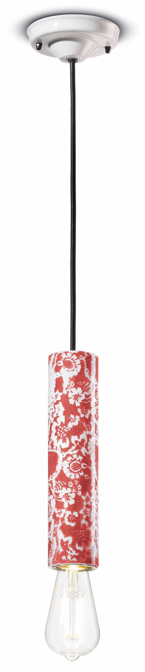 Suspension PI cylindre fin hauteur 25cm en céramique au design contemporain 6 coloris par Ferroluce
