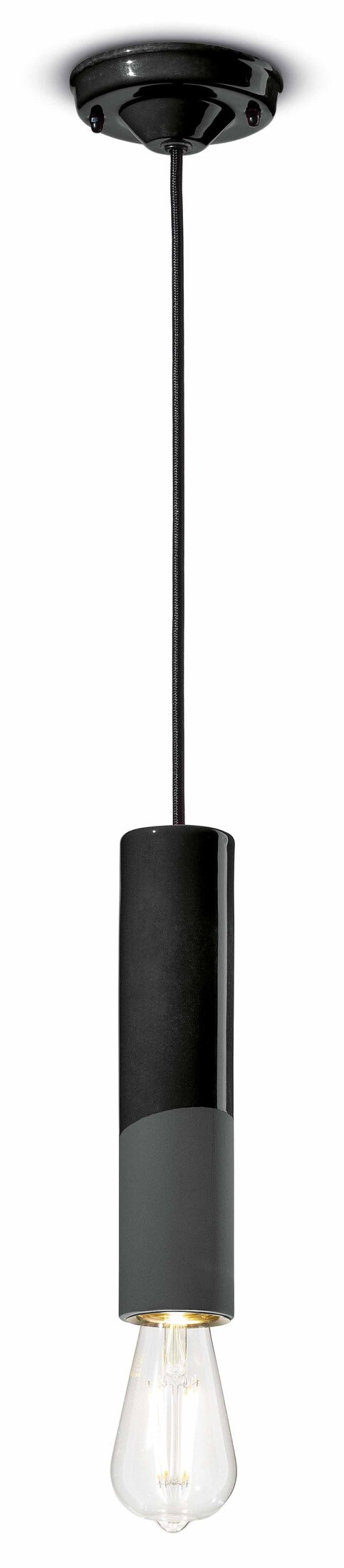 Suspension PI cylindre fin hauteur 25cm en céramique au design contemporain 6 coloris par Ferroluce