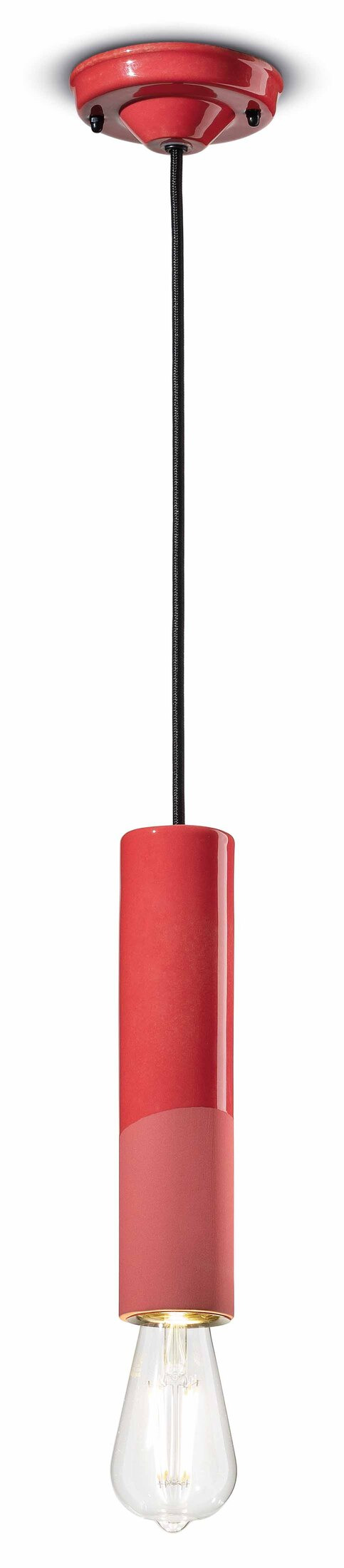 Suspension PI cylindre fin hauteur 25cm en céramique au design contemporain 6 coloris par Ferroluce