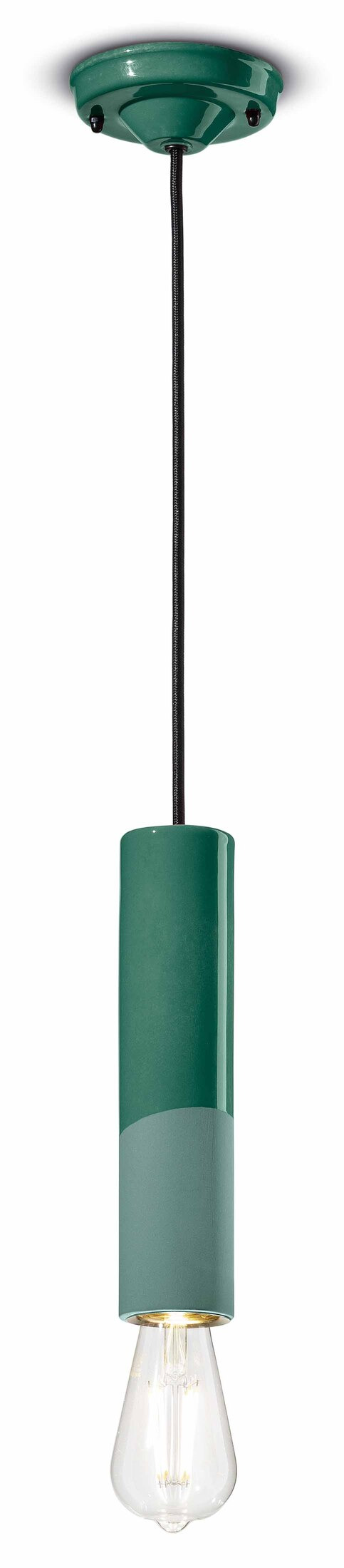 Suspension PI cylindre fin hauteur 25cm en céramique au design contemporain 6 coloris par Ferroluce