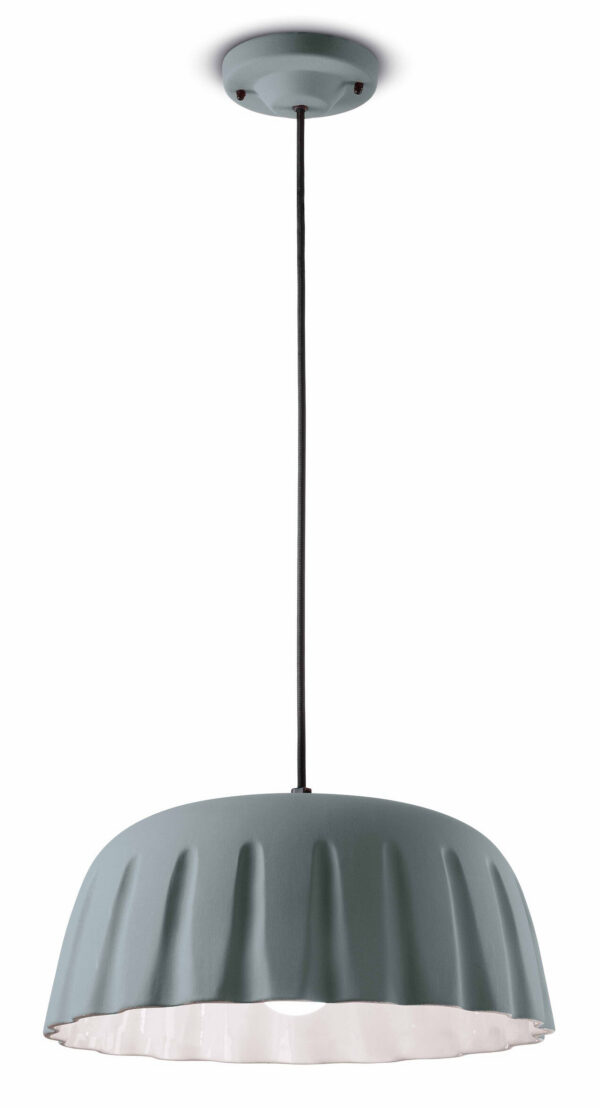 Suspension MADAME GRÈS Ø40cm en céramique plissée 2 tailles et 4 coloris par Ferroluce