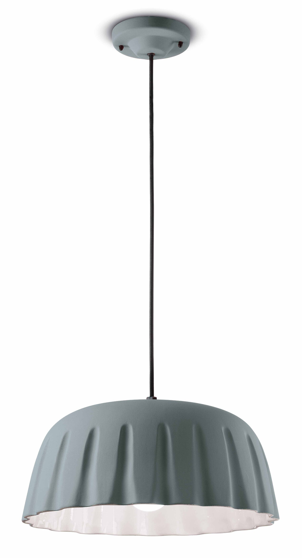 Suspension MADAME GRÈS Ø40cm en céramique plissée 2 tailles et 4 coloris par Ferroluce