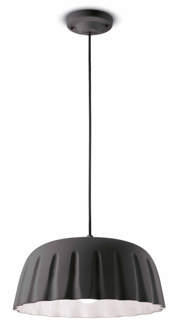 Suspension MADAME GRÈS Ø40cm en céramique plissée 2 tailles et 4 coloris par Ferroluce