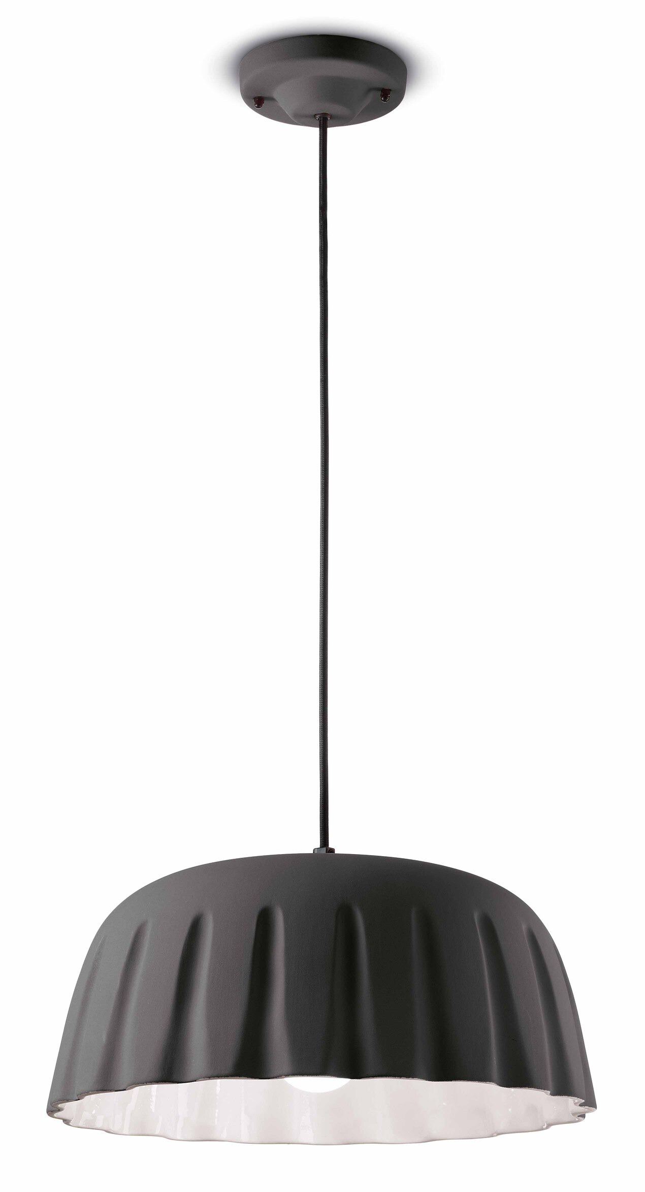 Suspension MADAME GRÈS Ø40cm en céramique plissée 2 tailles et 4 coloris par Ferroluce